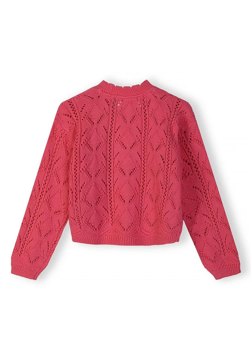 مينوتي Girls cotton pointelle cardigan pink 3m-7y